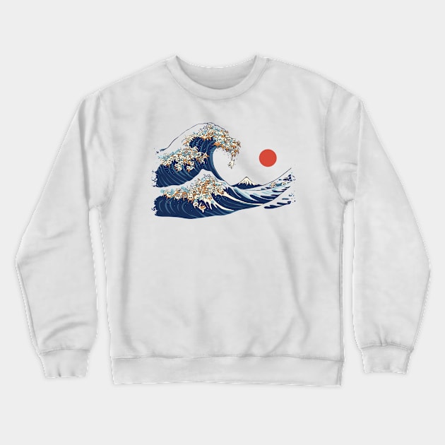 The Great Wave of Exotic Shorthair Crewneck Sweatshirt by huebucket